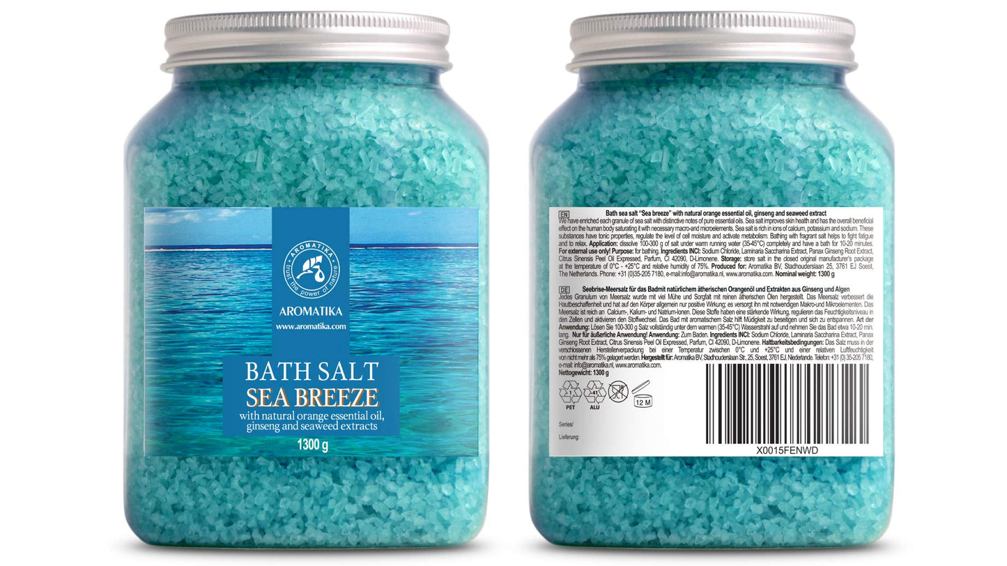 Bath Sea Salt 1300g - Sea Breeze Salt - Natural Bath Sea Salts - Best for Good Sleep - Relaxing - Calming - Body Care - Beauty - Aromatherapy