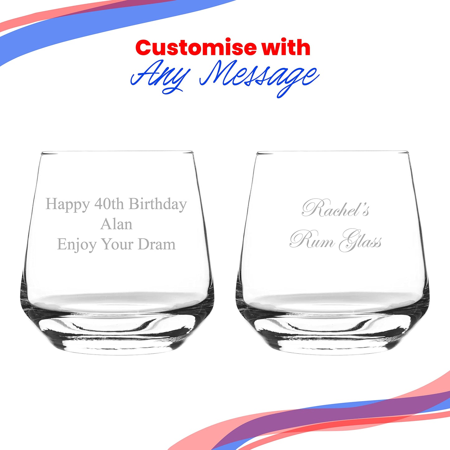 Personalised Engraved 345ml Tallo Whiskey Glass, Personalise with A Message for Any Occasion, Stylize with a Variety of Fonts, Gift Box Included, Laser Engraved, Birthday Wedding Usher Gift