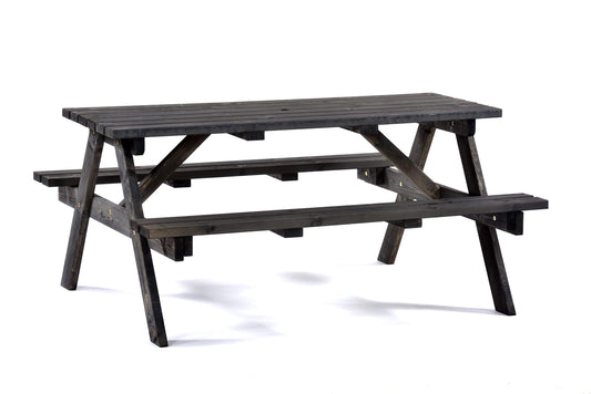 BrackenStyle Chester 6 Seat Picnic Table - A Frame Pub Bench Outdoor Garden Seating - 150cm Length (Dark Grey)