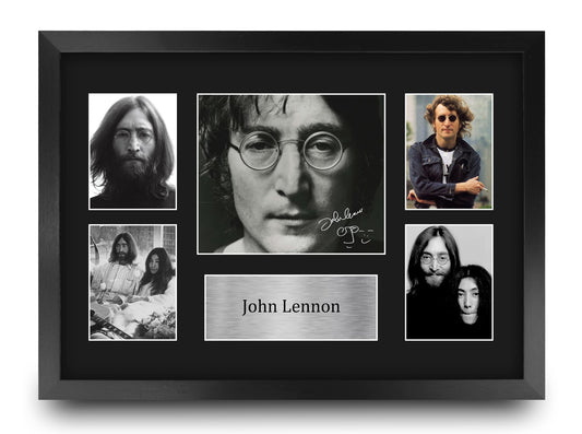 HWC Trading FR A3 John Lennon The Beatles Gifts Printed Signed Autograph Picture for Music Memorabilia Fans - A3 Framed