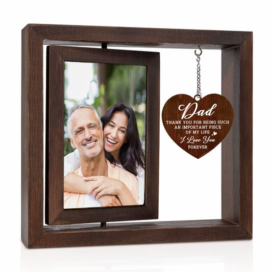 Dad Birthday Gifts - 4x6 Rotating Picture Frame, Photo Frame Gifts for Dad from Daughter, Dad Birthday Gifts Presents from Son, Christmas Father's Day Thanksgiving Gifts for Dad Daddy Father