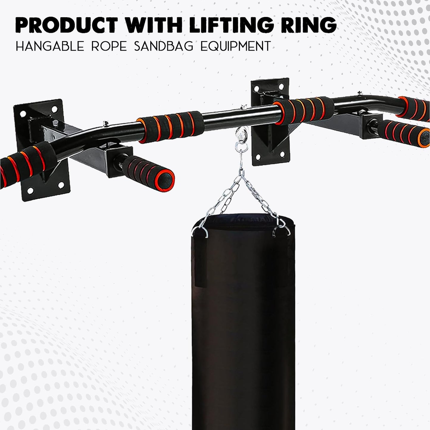 FK Sports Pull Up Bar Wall Mounted Pull-Up Bars 3 Foam Padded Hand Grips Chin Up Bar Portable Detachable Fitness Bar for Home Exercise Gym | Upper Body Workout Bar for Push Up Strength