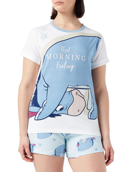 Disney Womens Eeyore Pyjamas Short Summer PJs, Sizes UK 8 to 22, Official Merchandise (as8, numeric, numeric_16, numeric_18, regular, regular) White