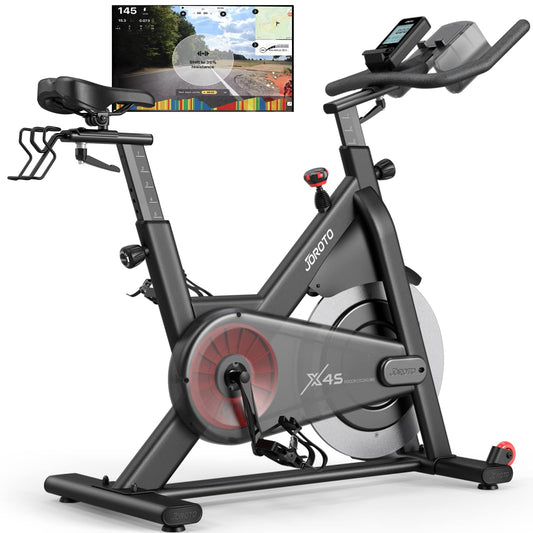 JOROTO X4S Bluetooth Exercise Bike - Indoor Cycling Bike with Readable Magnetic Resistance and Belt Drive Stationary Bikes (330 Pounds Capacity)