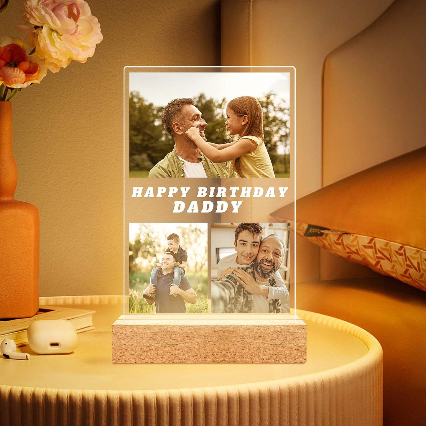 Personalised Birthday Gifts for Dad Baby Kid, Custom Picture Frames with Photo Text, Presents for Daddy Gifts, Father's Day Birthday Gifts for Dad from Daughter Son Wife