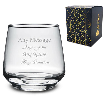 Personalised Engraved 345ml Tallo Whiskey Glass, Personalise with A Message for Any Occasion, Stylize with a Variety of Fonts, Gift Box Included, Laser Engraved, Birthday Wedding Usher Gift