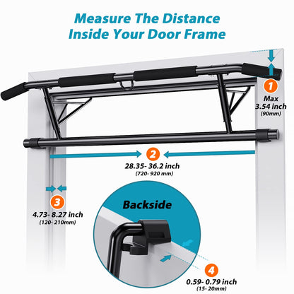 JX FITNESS Door Frame Pull up Bar Doorway Chin up Bar with Padded Handles Foldable for Home Gym, No Drilling