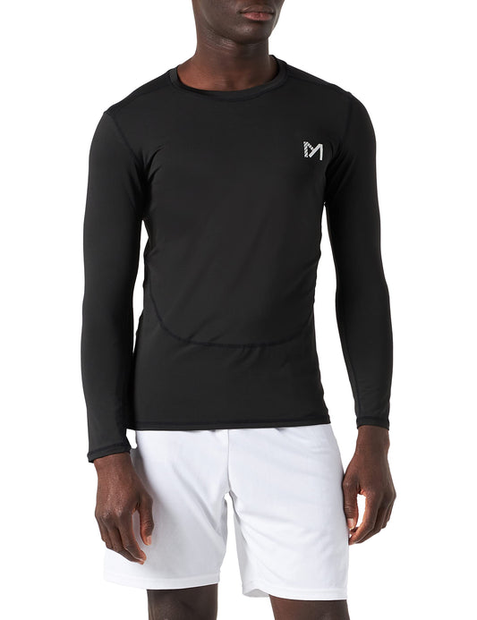 MEETYOO Men's MenÂ’s Compression Base Layer Top Long Sleeve T-shirt Sports Gear Fitness Tights for Running Gy Shirt, Black, XXL UK