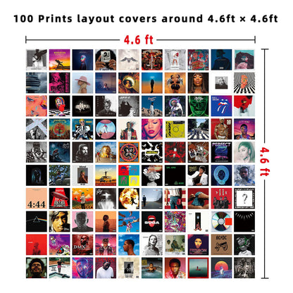 A ART·ZONE 100 Pcs 5x5 Inch | Wall Collage Kit for Room, Album Cover/Music/Rapper/Band/Wall Posters for Bedroom