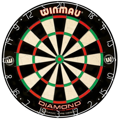 - WINMAU Professional Dart Set includes Diamond Plus Bristle Dartboard - Black Cabinet - 2 Sets of Darts - Official Oche Line