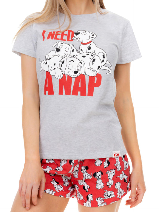 Disney Pyjamas Womens | 101 Dalmatians Short Pjs for Women Sets | Women's Nightwear Grey Size Medium