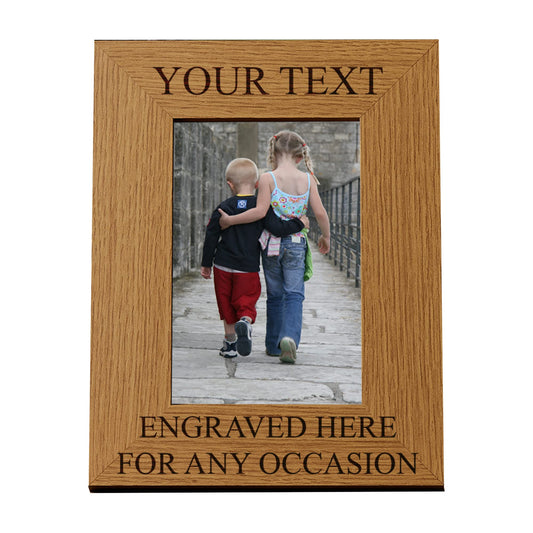 Personalised Wooden Photo Frame Laser Engraved Any Date Any Name Any Text 5 x 7 Inch Portrait or Landscape