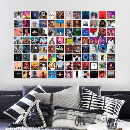 A ART·ZONE 100 Pcs 5x5 Inch | Wall Collage Kit for Room, Album Cover/Music/Rapper/Band/Wall Posters for Bedroom