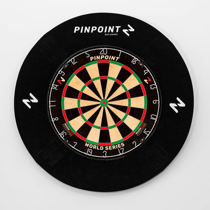 PINPOINT World Series Professional Dartboard - Bristle Dart Board | Darts Board for Bar Games and Pub Games | Optional Dartboard Stand & Dartboard Surround (Board + Stand + Surround)