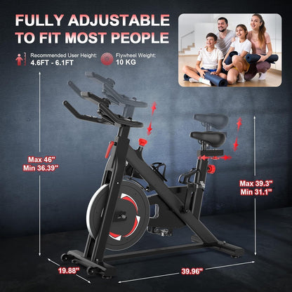 Dripex Exercise Bike for Home Use Magnetic Resistance Indoor Cycling Stationary Bike for Home Training (2024 New Version) With LCD Display Heart Rate Sensor Quiet Fitness Bike Cardio Workout (Red)