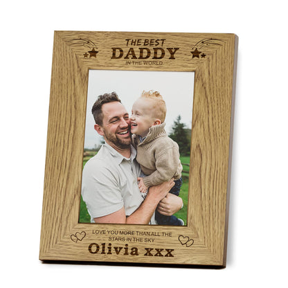 Personalised Photo Frame Custom Gifts for Fathers Day Christmas from Daughter Son for Dad Daddy Grandpa Uncle Personalised Gift for Men Him 7"x 5" Engraved Wooden Picture Frames (Design 1 Portrait)