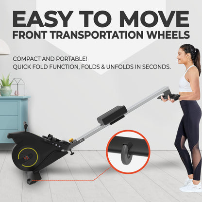 Roneyville RowActiv8 Smart Magnetic Rowing Machine Home Gym | Digital Fitness, LCD Console, Aluminum Rail, Rower with Integrated Kinomap Fitness App Live Video Streaming, Video Coaching & Training