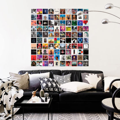 A ART·ZONE 100 Pcs 5x5 Inch | Wall Collage Kit for Room, Album Cover/Music/Rapper/Band/Wall Posters for Bedroom