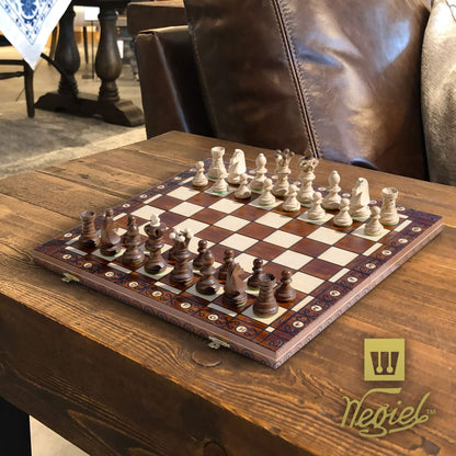 - Wegiel Handmade European Ambassador Chess Set - Wooden 21 Inch Beech & Birch Board