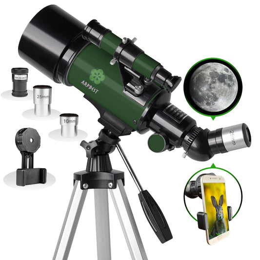 ARPBEST High Definition Telescope with Smartphone Holder & Tripod - 70mm Aperture & 400mm AZ Mount - High Power Astronomical Telescope for Kids - Beginners Telescope for Adults with Carrying Bag