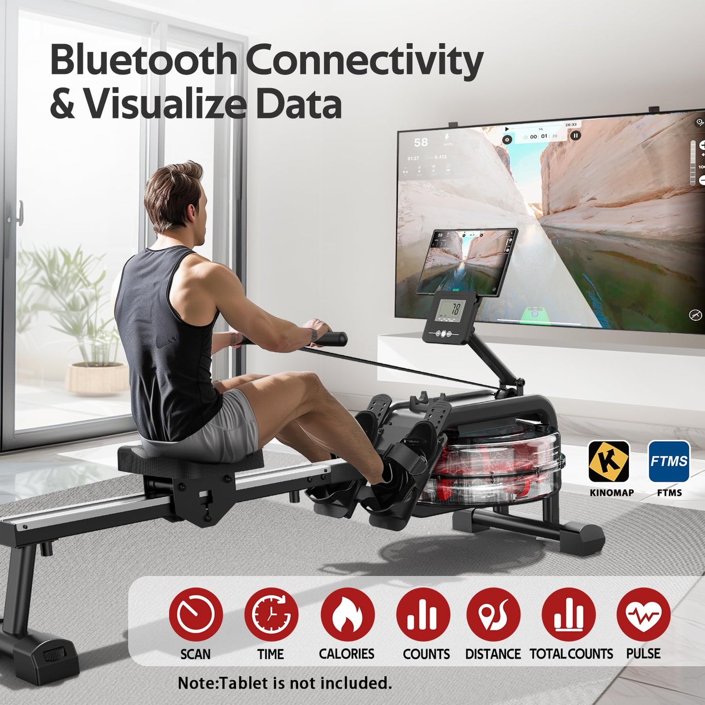 - VOWVIT Rowing Machines for Home Gym: Rowing Machine with Bluetooth Monitor