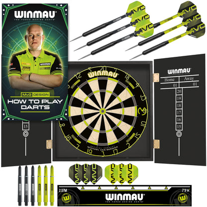 - WINMAU Michael van Gerwen MvG Cabinet Set including Dartboard, Cabinet, Darts and Accessories